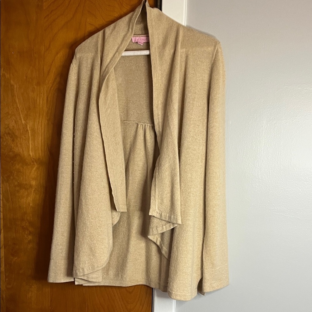 Lilly Pulitzer Tan Cashmere Sweater Cardigan Size L